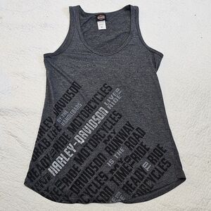 Harley-Davidson Gray Rhinestone Bling Logo Tank Top